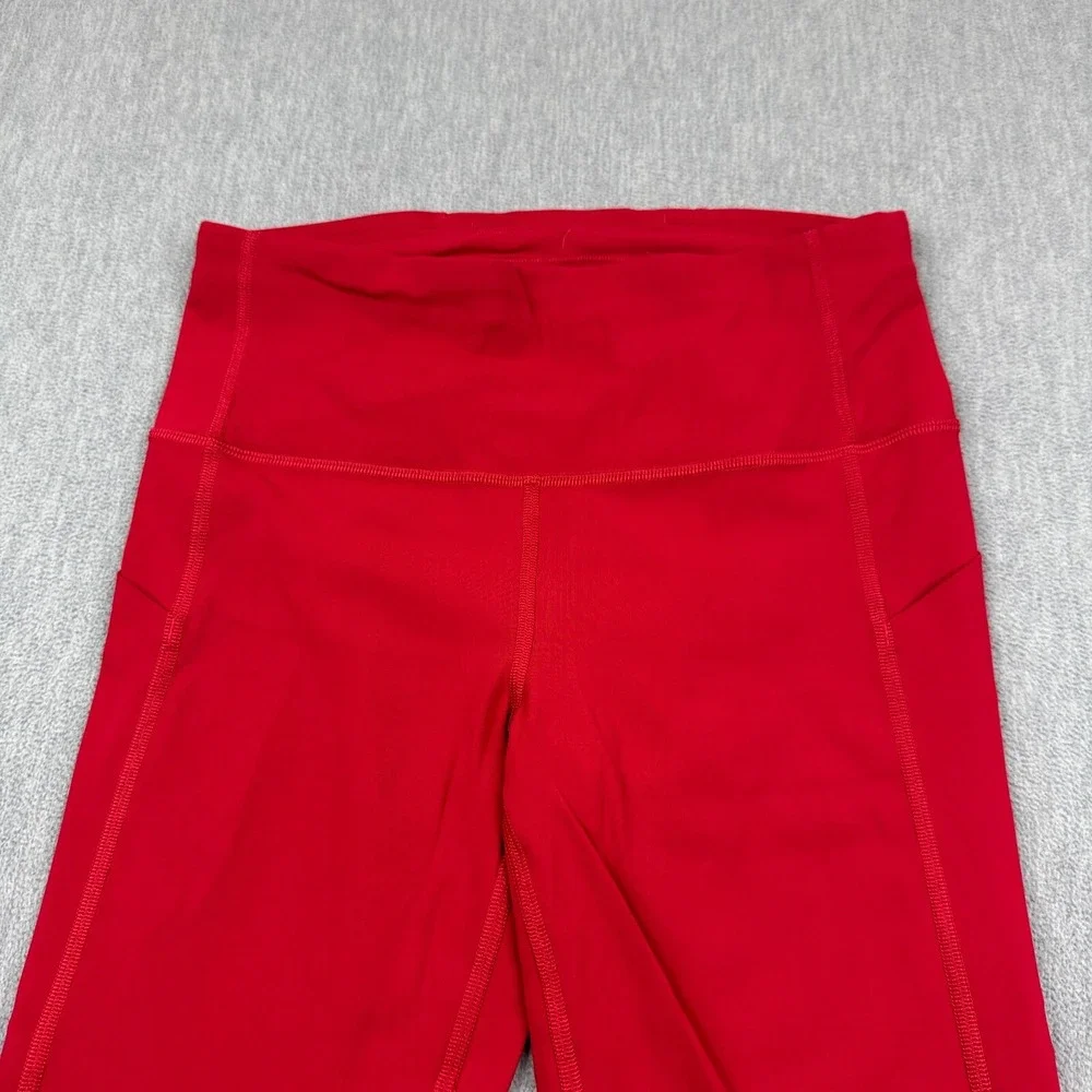 Lululemon Leggings Womens 6 Red Pace Rival High Rise Crop 22